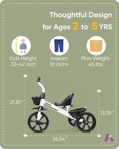 KRIDDO Kids Tricycle for Toddlers Age 2-5 Years, Blue P72011