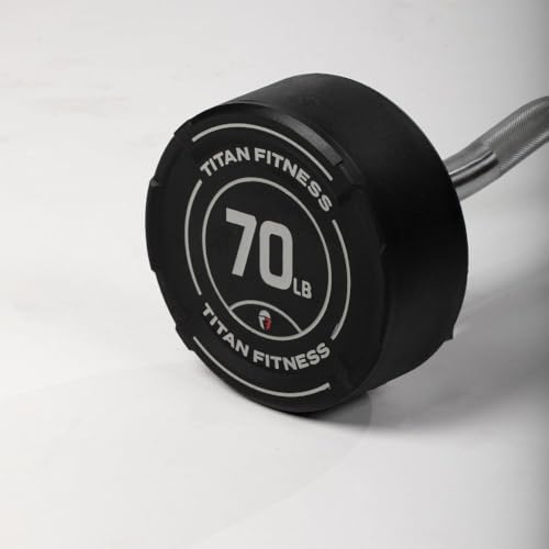 Titan Fitness Rubber Curl Fixed Barbells, Pre-Loaded Weight Bar Y406