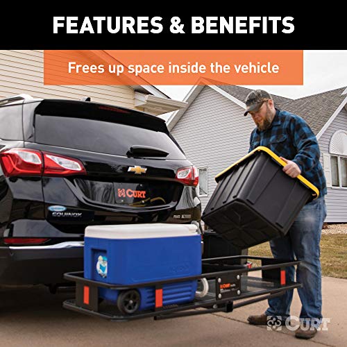CURT 18152 60 x 24-Inch Hitch Cargo Carrier, 500 lbs Capacity, Black Steel W52353