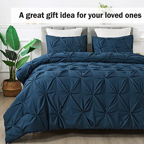 Andency California King Comforter Set Black, Pinch Pleat 3 Pieces K3954
