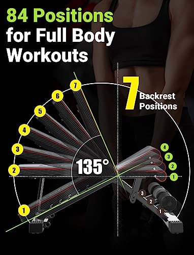 Yoleo Adjustable Weight Bench for Home Gym, Foldable Incline Decline Flat Press V8046