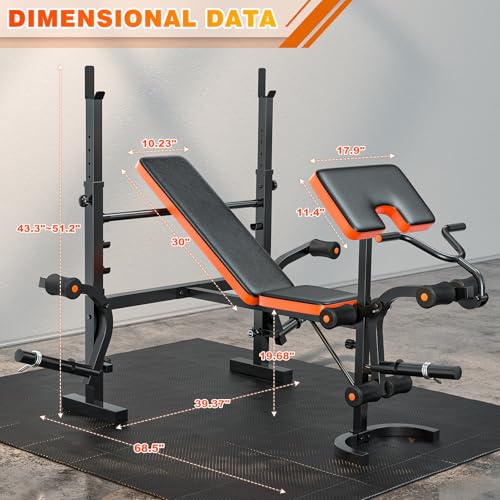 XDDIAS Weight Bench 770LBS with Leg Extension, Adjustable 6-in-1 for Home Gym G817