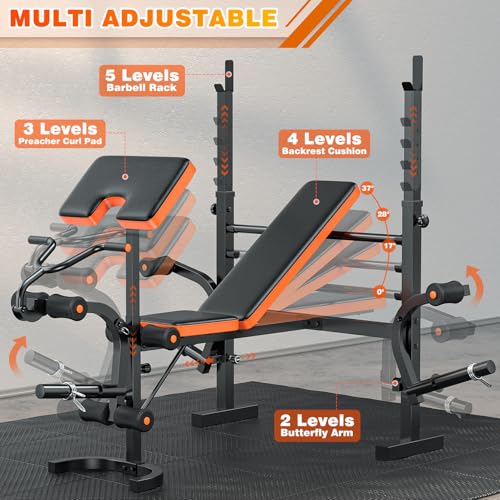 XDDIAS Weight Bench 770LBS with Leg Extension, Adjustable 6-in-1 for Home Gym G817
