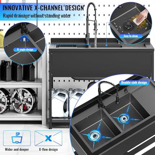 Stainless Steel Utility Sink with Faucet and Drain Kit I168