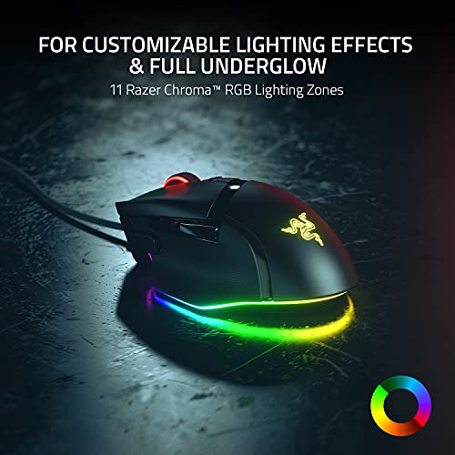 Razer Basilisk V3 Ergonomic Gaming Mouse with Chroma RGB, 26K DPI, 11 Programmable Buttons, Classic Black A5165