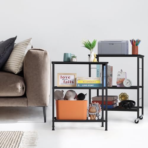 LIANTRAL 3 Tier Rolling Cart, Brown Kitchen Storage Cart on Wheels M635