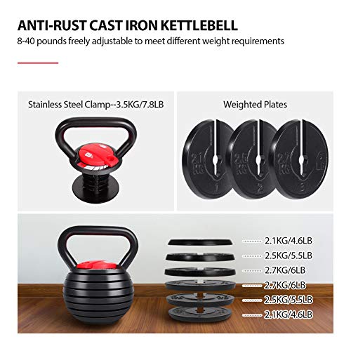 TopMade Adjustable Cast Iron Kettlebell Set for Home Gym Workout C247925