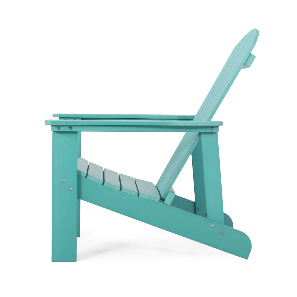 Noble House Culver Faux Wood Slat-Backed Adirondack Chair, Teal, Set of 2 P6416