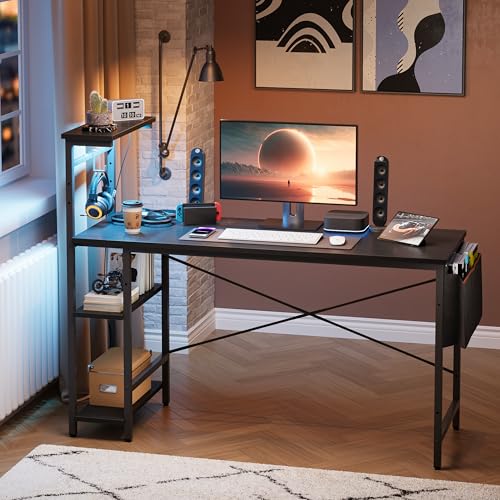 Bestier Gaming Desk with LED Lights, 51.3 Inch Computer Desk Q970