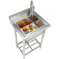 VEVOR Stainless Steel Utility Sink with Workbench Faucet and Legs, 39.4 x 19.1 x 37.4 in L559