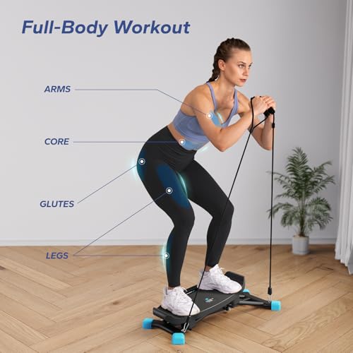 MERACH Balancing Machine for Full Body Workout, Sliding Ski Simulator with Resistance Bands, Black W4429