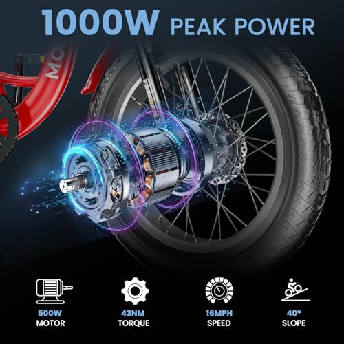MOONCOOL Electric Tricycle for Adults, 500W Motor, 7-Speed, Removable Battery T91463