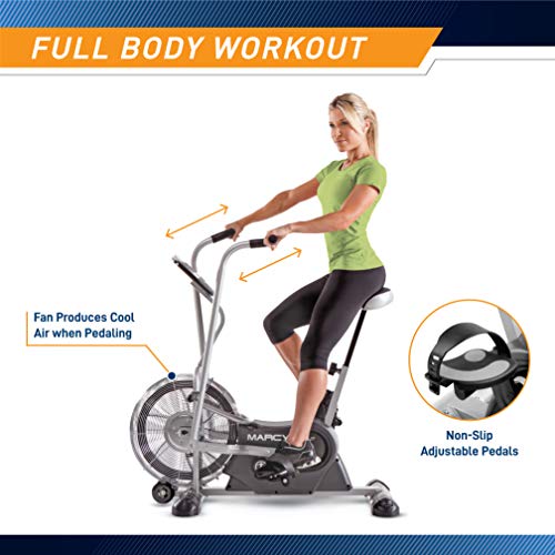 Marcy Air-Resistance Exercise Fan Bike with Dual Action Handlebars R489523