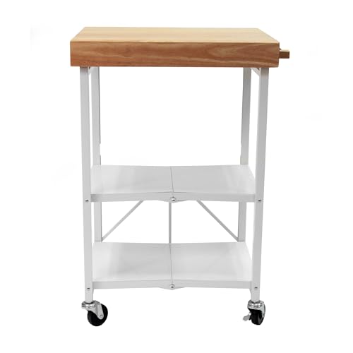 Origami Folding Kitchen Cart on Wheels, 3-Tier Rolling Cart Z2164