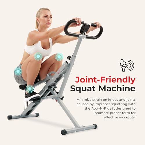Sunny Health & Fitness Row-N-Ride Squat Assist Trainer, Foldable Home Exercise Machine G85090