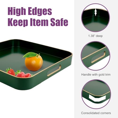 Gifturbo Blue Serving Tray with Handles, Rectangular Plastic Tray J15614
