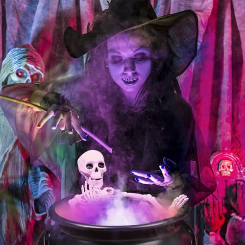12" Large Witch Cauldron Diffuser with LED Light for Halloween Decor U58380