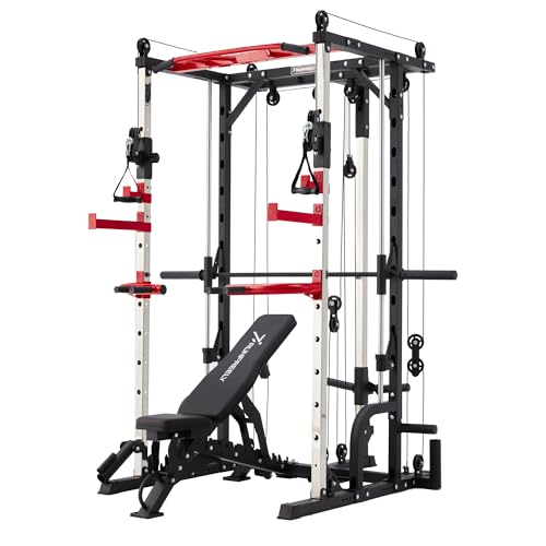 Smith Machine Home Gym with Cable Crossover Power Cage W9011