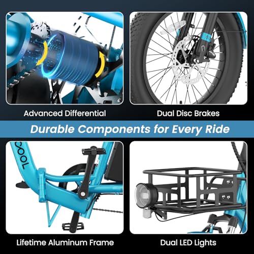 MOONCOOL Electric Tricycle for Adults, 500W 48V Folding 3-Wheel Bike with Basket O9027