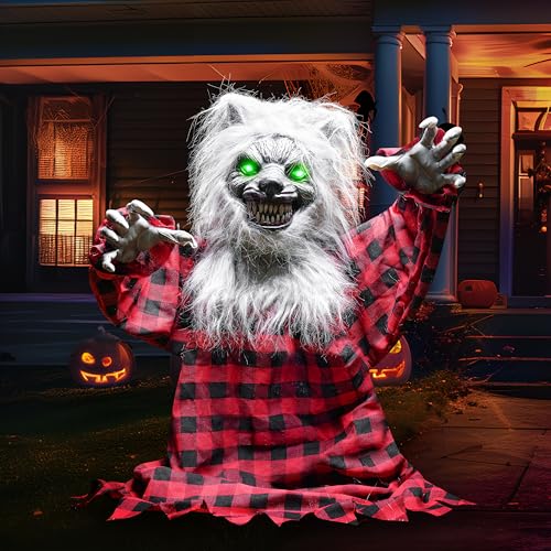 JOYIN Halloween Animated Werewolf Outdoor Decoration with Moving Arms & Light-Up Eyes O998