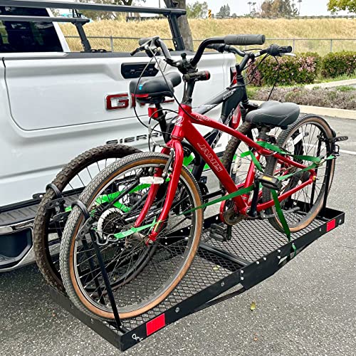 MaxxHaul 50641 60" x 20" 500 lb. Hitch Mount Cargo Carrier and 2 Bike Rack Z468