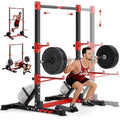 YOLEO Squat Rack with Adjustable Pull-Up Bar & Extended Safety Arms, Multi-Functional Power Racks Squat Stand for Home Gym, Garage & Basement, 35"-67" Width, Fixed 83” Frame Height, Pull-Up Bar Height 71.5"-80.5", Fits 6FT & 7FT Barbells