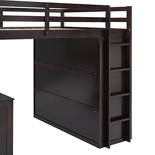 Harper & Bright Designs Full Loft Bed with Desk, Wardrobe, Solid Wood N868457