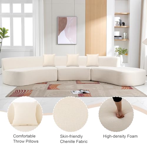GNIXUU 136.6" Oversized Modular Sectional Sofa with Chaise & Pillows, Grey R53554