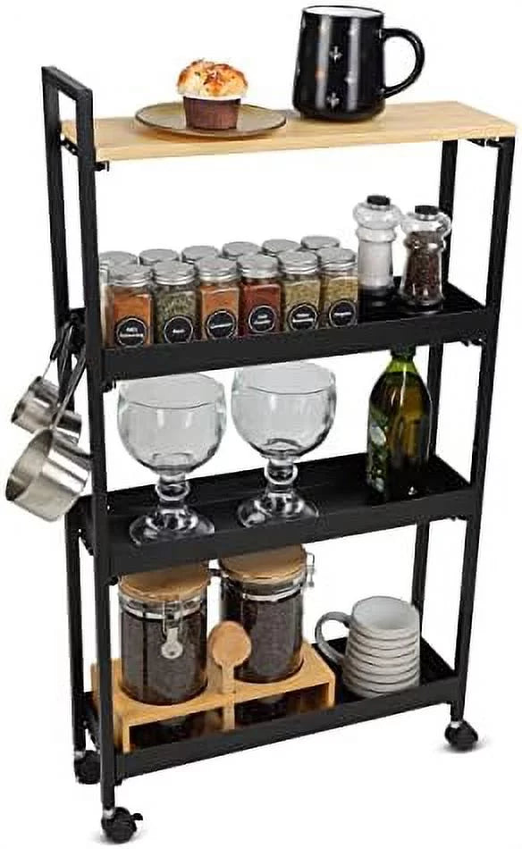 Bathroom Organizer Slim Storage Cart With Wheels 4 Tier Narrow Shelf Tower Z31570