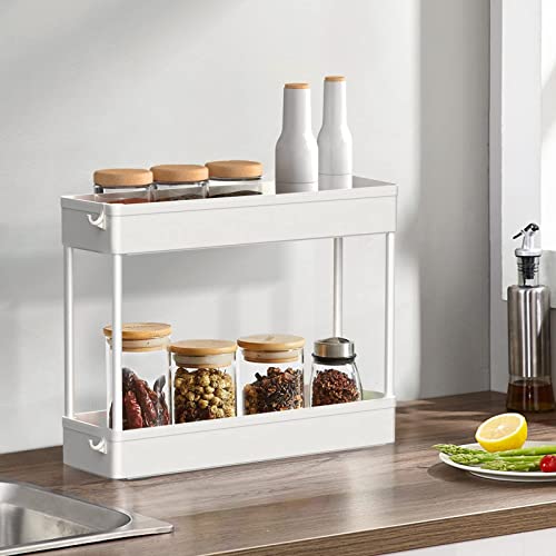 SPACELEAD Slim Storage Cart 4 Tier, Rolling Utility Cart for Bathroom & Kitchen, White Q18019