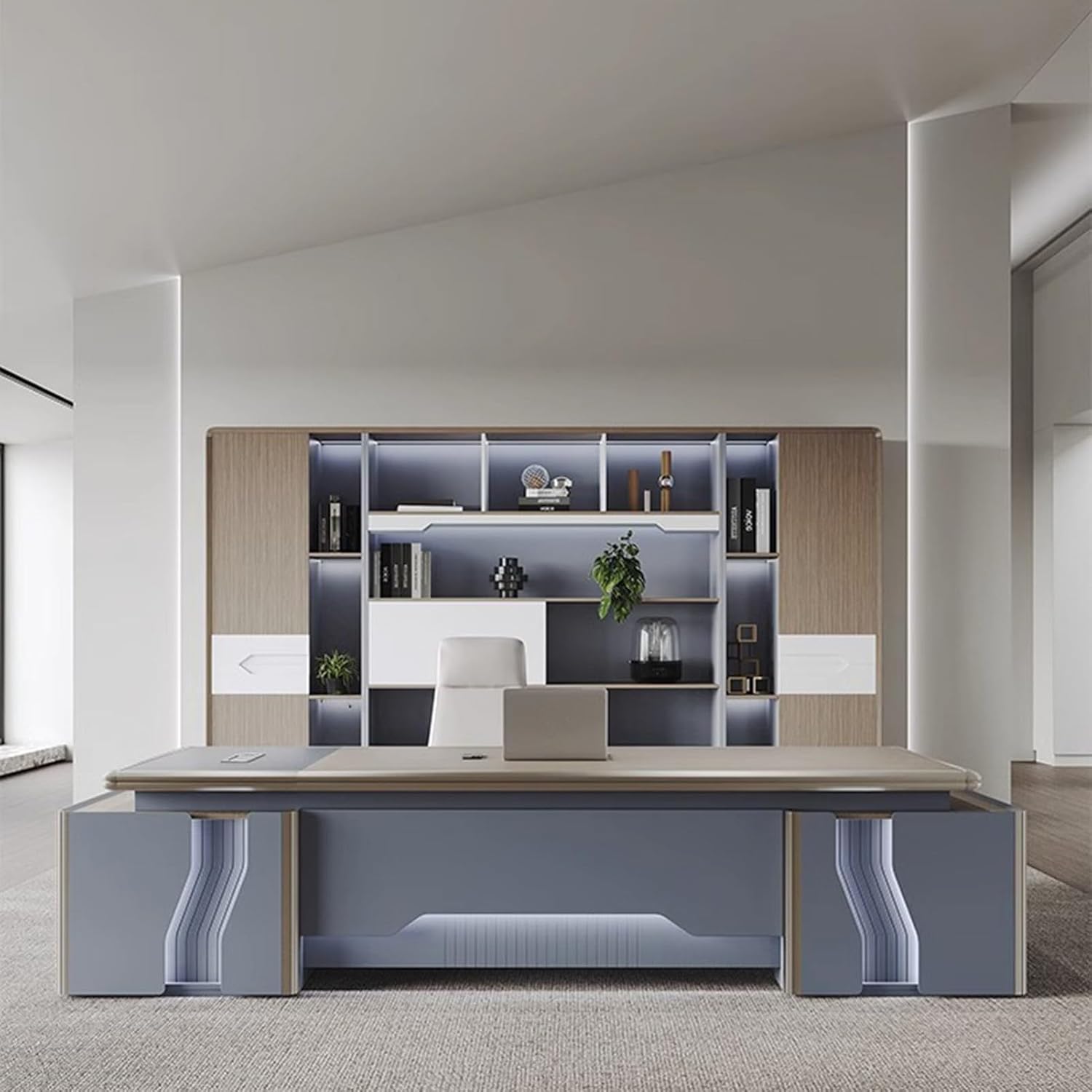 L Shaped Computer Desk with Drawers and USB Power Outlet V616290