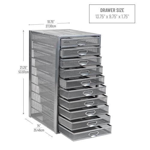 Mind Reader 10-Drawer Metal Mesh Desk Organizer, Silver N923041