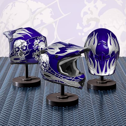 SLMOTO Dot Youth Kids Motocross Offroad Helmet with Goggles and Gloves Blue Skull D851858