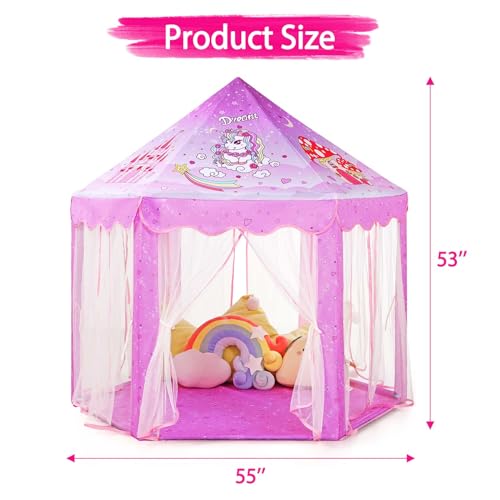 Monobeach Princess Tent Girls Large Playhouse with Star Lights L847553