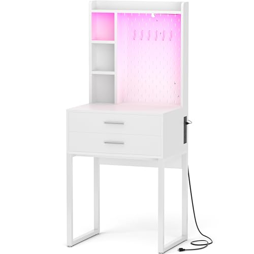 Black Vanity Desk with 4 Drawers and Charging Station O896