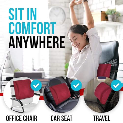 FORTEM Office Chair Cushion and Back Support, Memory Foam Lumbar Pillow, Non Slip, XL V440