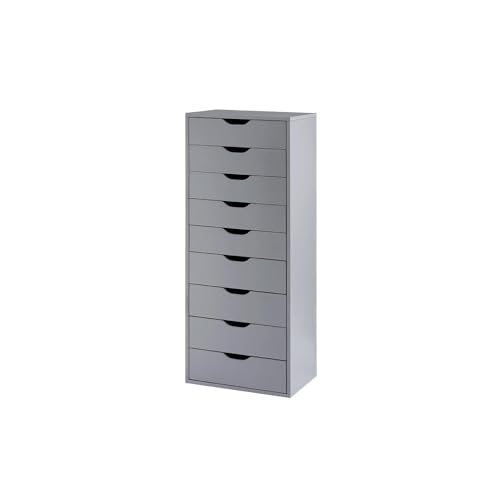 Naomi Home Bianca 9 Drawer Chest, Wood Dresser, Gray G431145