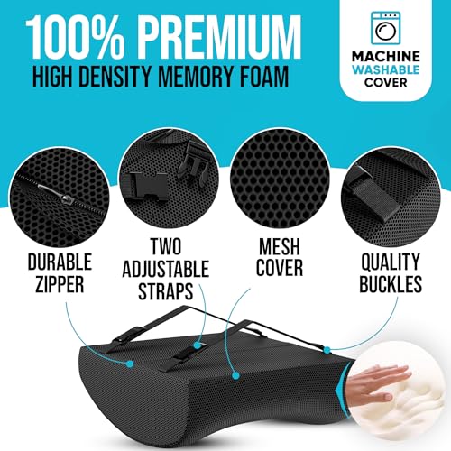 FORTEM Office Chair Cushion and Back Support, Memory Foam Lumbar Pillow, Non Slip, XL V440