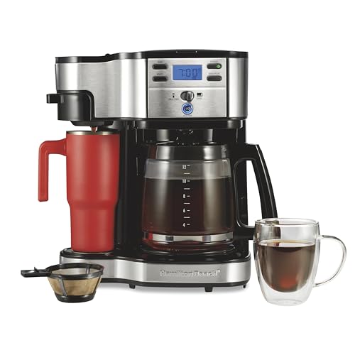 Hamilton Beach 49933 12 Cup Programmable Drip Coffee Maker & Single Serve Machine, Glass Carafe, White A63501