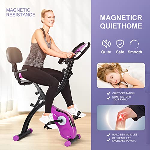 Foldable Exercise Bike with Adjustable Backrest and Pulse Sensor Z4685