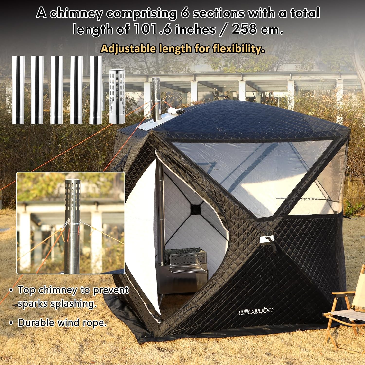 WillowyBe Outdoor Sauna Tent Stove, Portable Camping Wood Stove K833