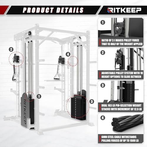 RitKeep PMAX 5600 Pro Smith Machine, All-in-One Home Gym with 2200lb Capacity and 320lb Weight Stack H2625