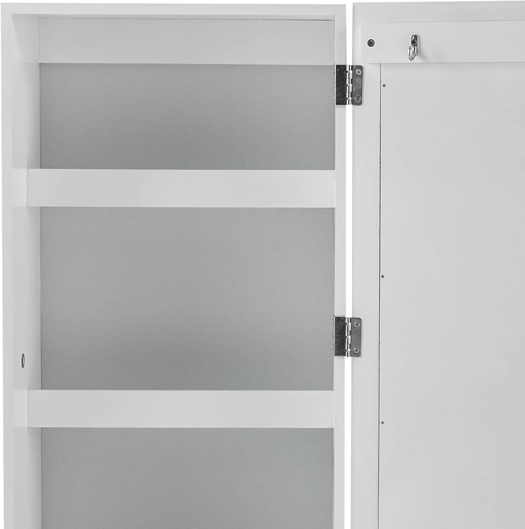 Wall-Mounted Ironing Board Cabinet with Mirror, White B1815