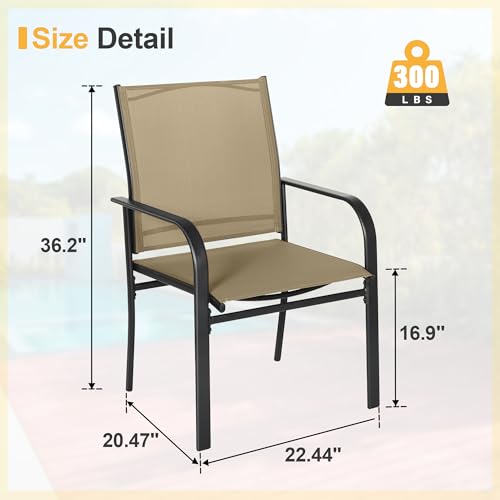 Outdoor Wrought Iron Dining Chairs Set of 4 with High Backrest, Dark Blue F605057