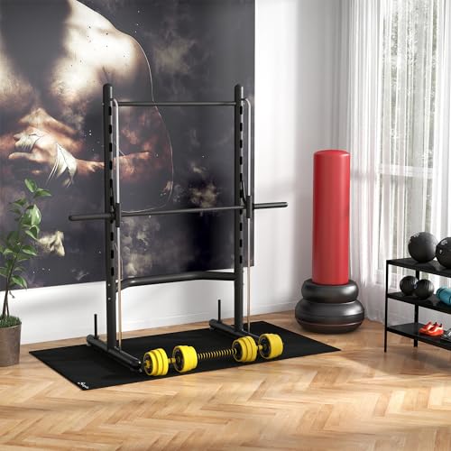 Soozier Squat Rack with Pull-Up Bar, Adjustable Power Rack for Home Gym, Black X745