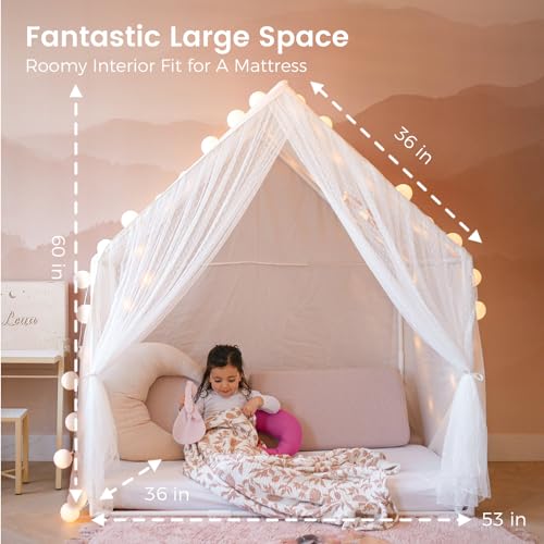Tiny Land Kids Play Tent with Padded Mat & LED Lights, Indoor Playhouse for Toddlers G6025