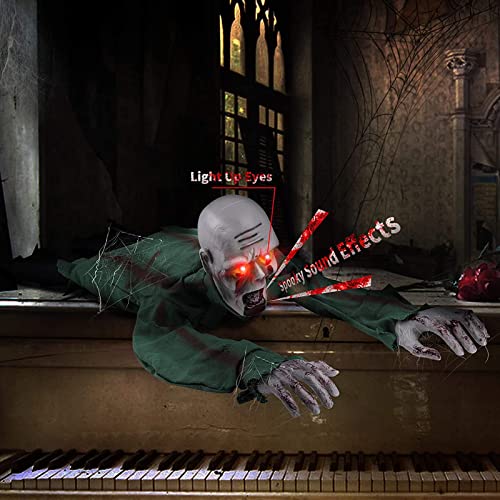 Halloween Outdoor Decorations Scary Climbing Zombie with Glowing Red Eyes O355