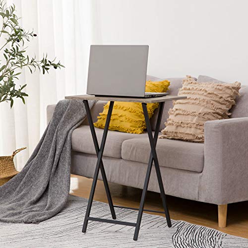 HOOBRO Folding TV Tray Tables, Set of 2, Marble and Gold C48497