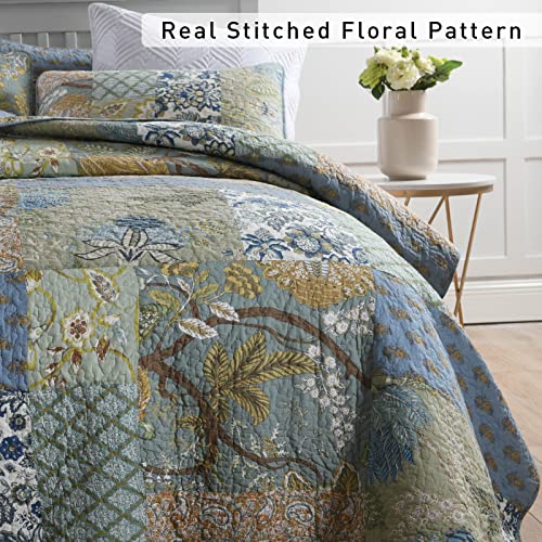 Yvooxny Queen Size Reversible Cotton Quilt Set with Pillow Shams Z577576