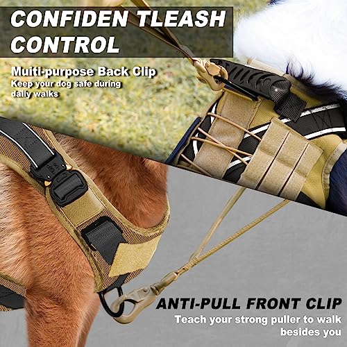 PETODAY Tactical Dog Harness for Large Dogs, Heavy Duty with Handle, Black T996311